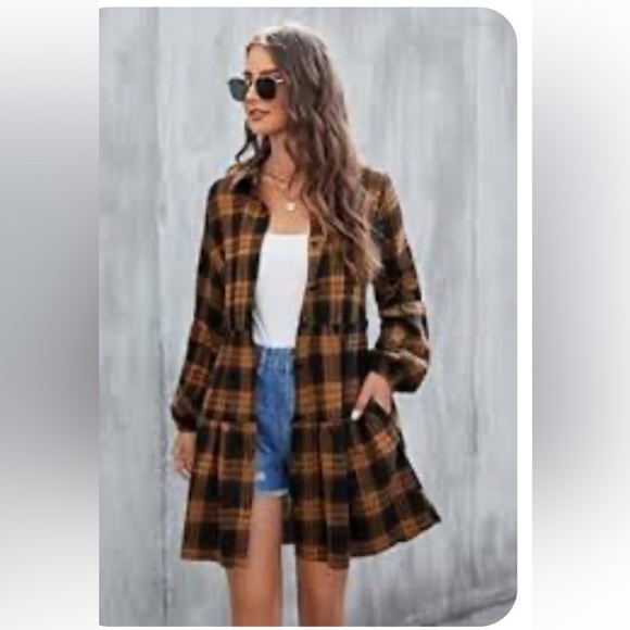 Dresses & Skirts - Blooming Jelly Plaid Long-Sleeve Dress NWT